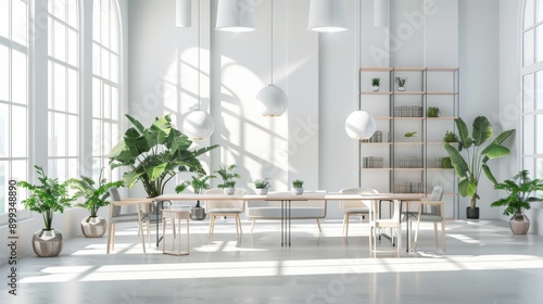 Modern Minimalist Interior Design with Sunlight and Plants