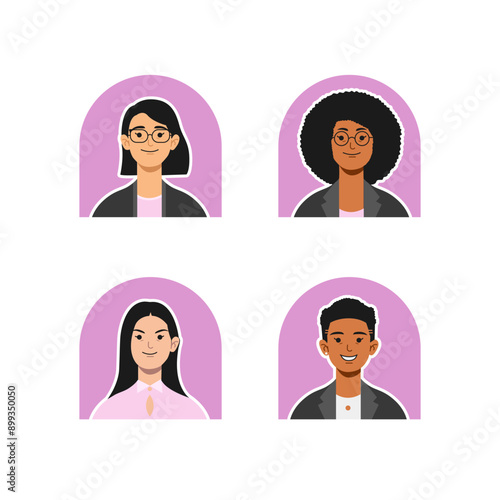 Business Woman avatar set in modern minimalist flat color illustration