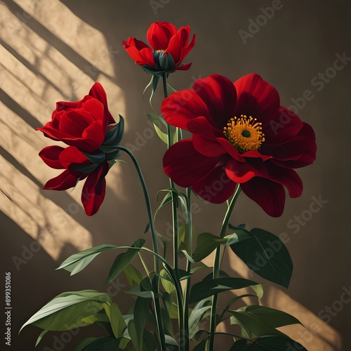 Wallpaper Mural red poppies on a wall background Torontodigital.ca