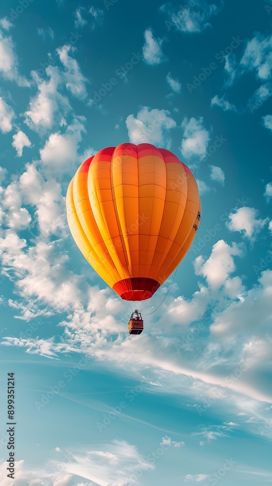 Fototapeta premium Vibrant Hot Air Balloon Soaring into the Boundless Sky Symbolizing New Horizons and Possibilities