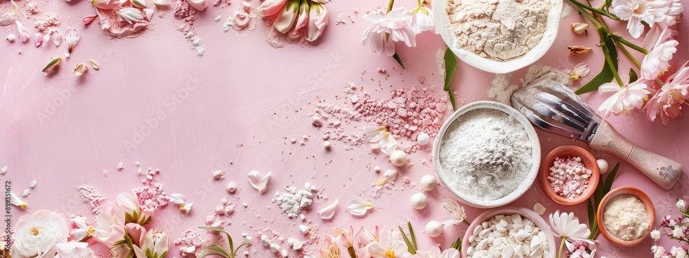 flour and flowers for baking ingredients. Selective focus. flour and flowers for baking ingredients. Selective focus.