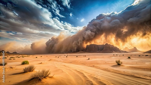 Wallpaper Mural Wide angle shot of desert wasteland during a dusty sandstorm, desert, wasteland, sandstorm, arid, dry, remote, barren Torontodigital.ca