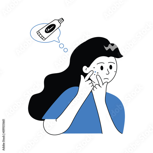 Premium quality drawing illustration of acne