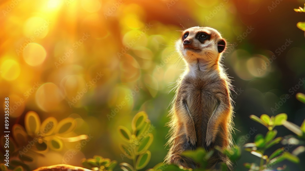 Fototapeta premium meerkat in the summer garden. Selective focus.