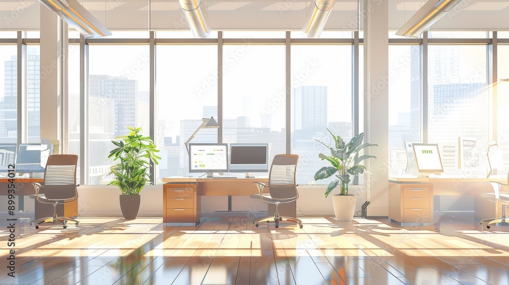 Modern Office Interior with City View - Workspace Design Inspiration Modern Office Interior with City View - Workspace Design Inspiration