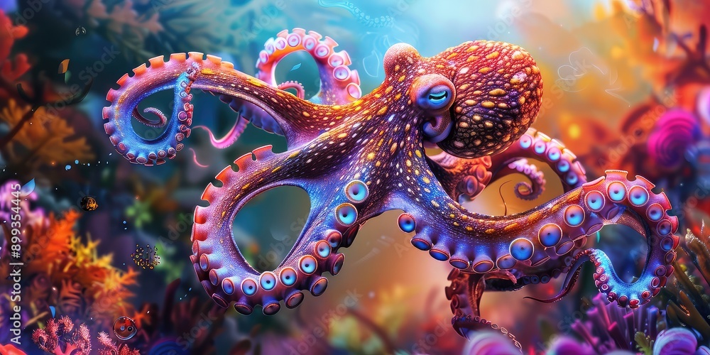 Obraz premium octopus in the underwater world. Selective focus.