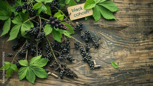 black cohosh capsules homeopathy. Selective focus.