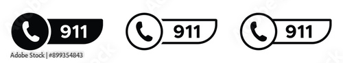 911 emergency call number vector icon. 911 emergency chat bubble vector sign. Call 911 vector icon design