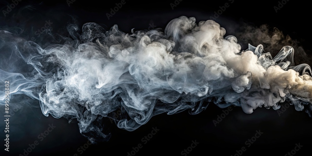 Smoke billowing on a dark background, vapor, fumes, abstract, texture, atmospheric, mist, haze, mysterious, contrast