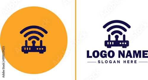 Wi-Fi Router icon Wireless router Wi-Fi access point Network router flat logo sign symbol editable vector