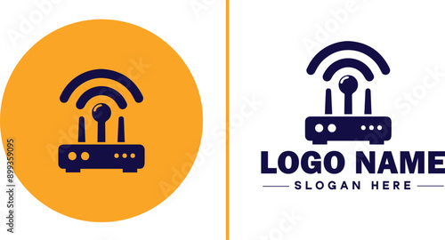 Wi-Fi Router icon Wireless router Wi-Fi access point Network router flat logo sign symbol editable vector