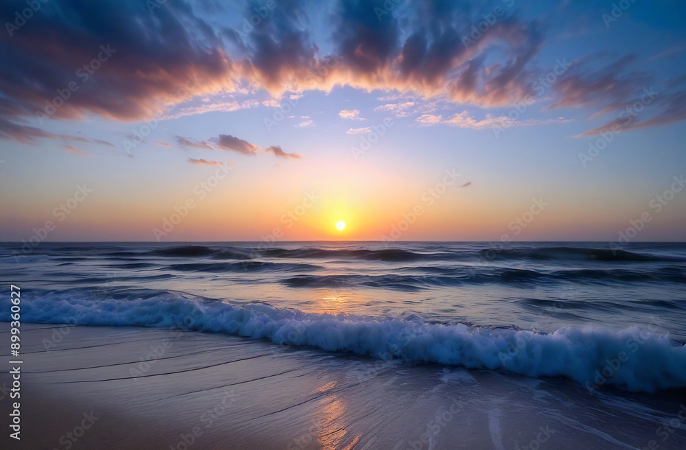 Fototapeta premium Sunrise on the beach with waves