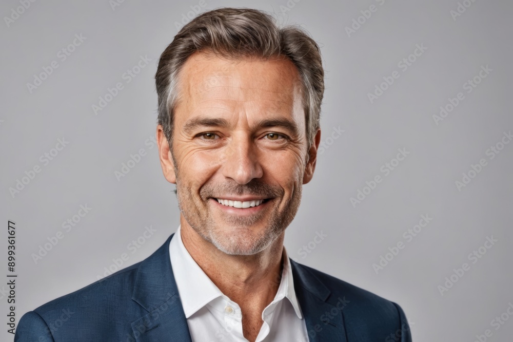 Close-up portrait of his he nice attractive cheerful cheery content middle age man wearing formal-wear hr director isolated over light white gray pastel color background Close-up portrait of his he nice attractive cheerful cheery content middle age man wearing formal-wear hr director isolated over light white gray pastel color background