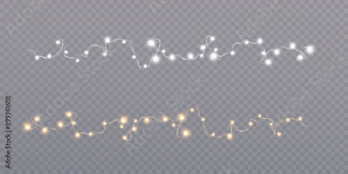 Christmas lights garland. Festive bright lights.