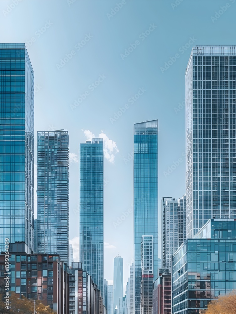 Sleek Skyscrapers Reach for the Sky in a Thriving Metropolis Sleek Skyscrapers Reach for the Sky in a Thriving Metropolis