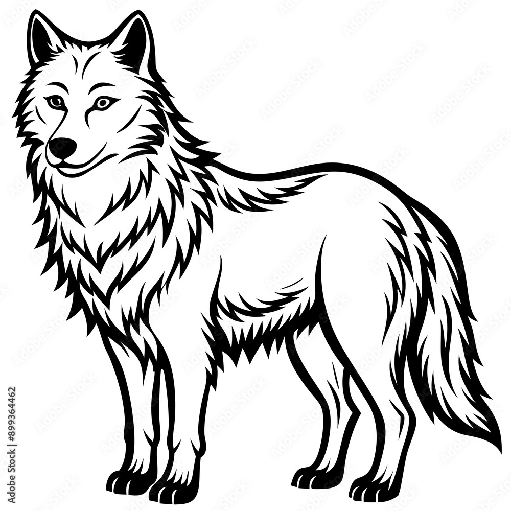 Arctic Wolf Icon Silhouette Vector Art Illustration
