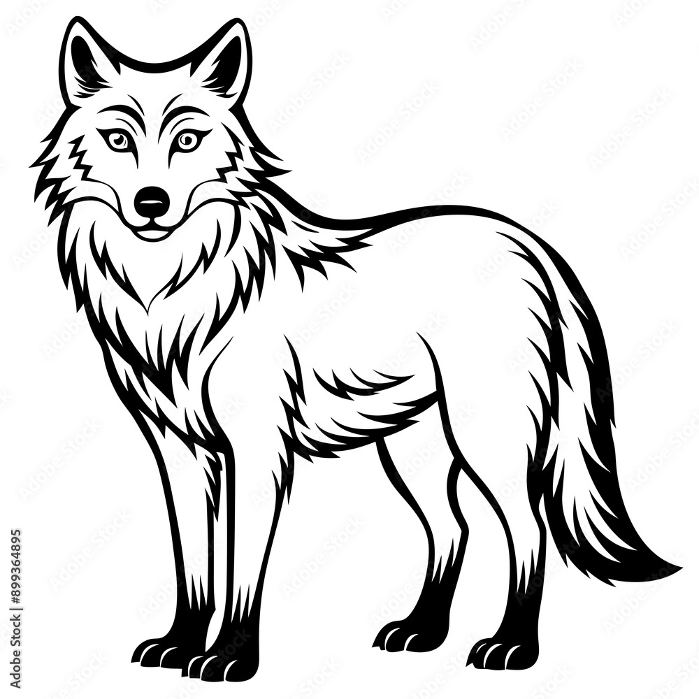 Fototapeta premium Arctic Wolf Icon Silhouette Vector Art Illustration 