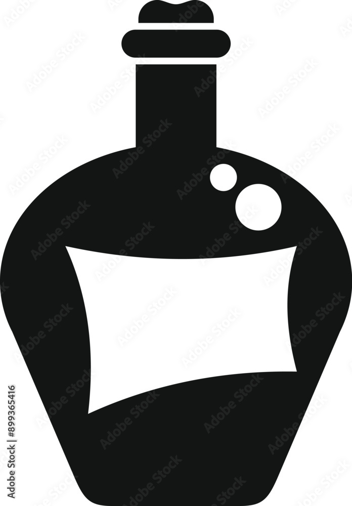 Obraz premium Black and white icon of a bottle with a blank label showing bubbles