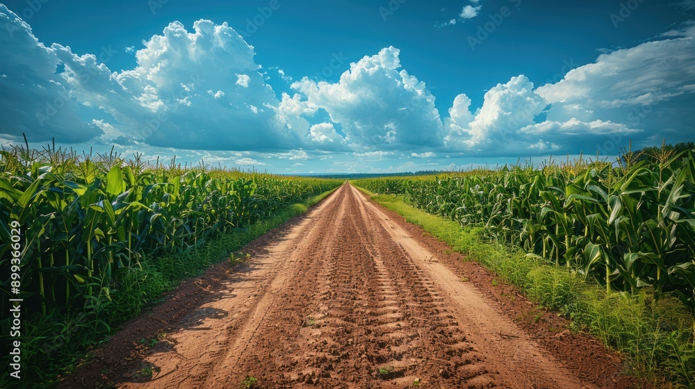Obraz premium Country Road Through a Cornfield