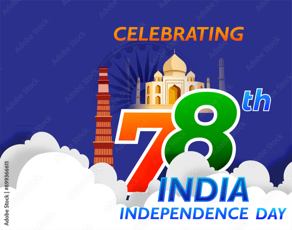 Naklejka premium vector illustration of 15th August India Happy Independence Day.