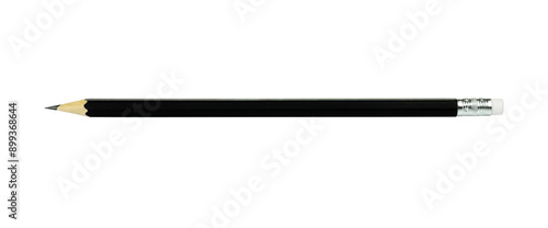 Black pencil with eraser. Art and drawing tool object. isolated on white background with clipping path.