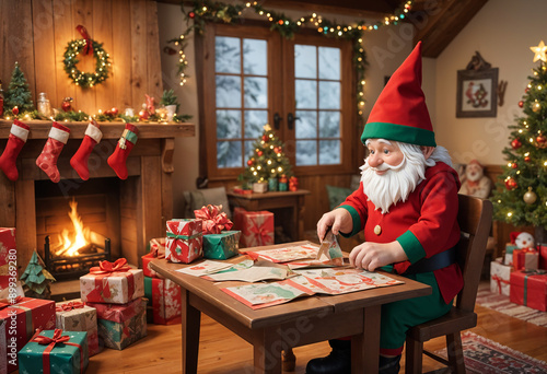 Christmas gnome packing gifts for Christmas