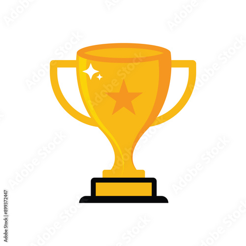 Winner's trophy icon. The golden trophy vector is a symbol of victory in a sports event.
