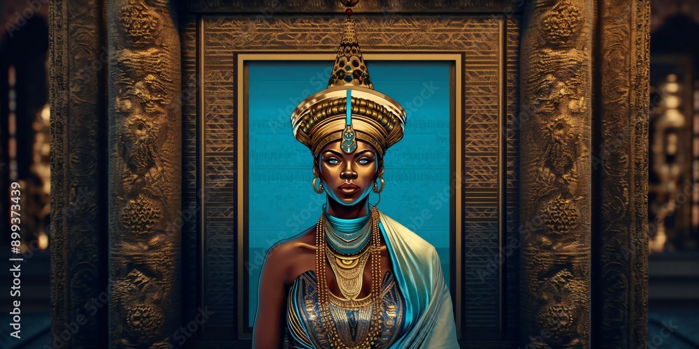 Fototapeta premium african queen with magnificent decorations