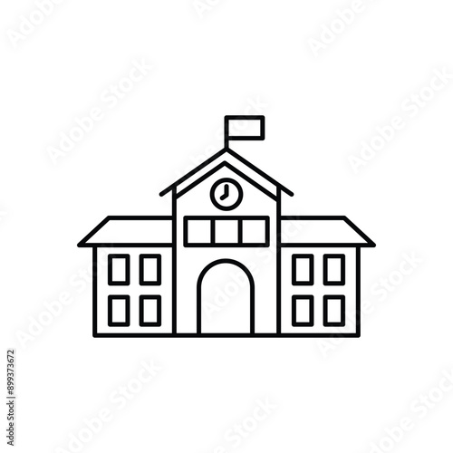 School building line icon, vector pictogram of college or university. Education illustration, sign for schoolhouse exterior.