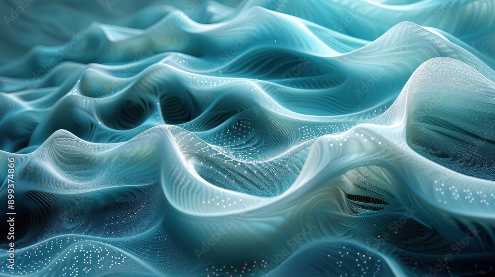 Abstract Digital Waves in Blue and White with Sparkling Particles - Futuristic and Modern Background Abstract Digital Waves in Blue and White with Sparkling Particles - Futuristic and Modern Background