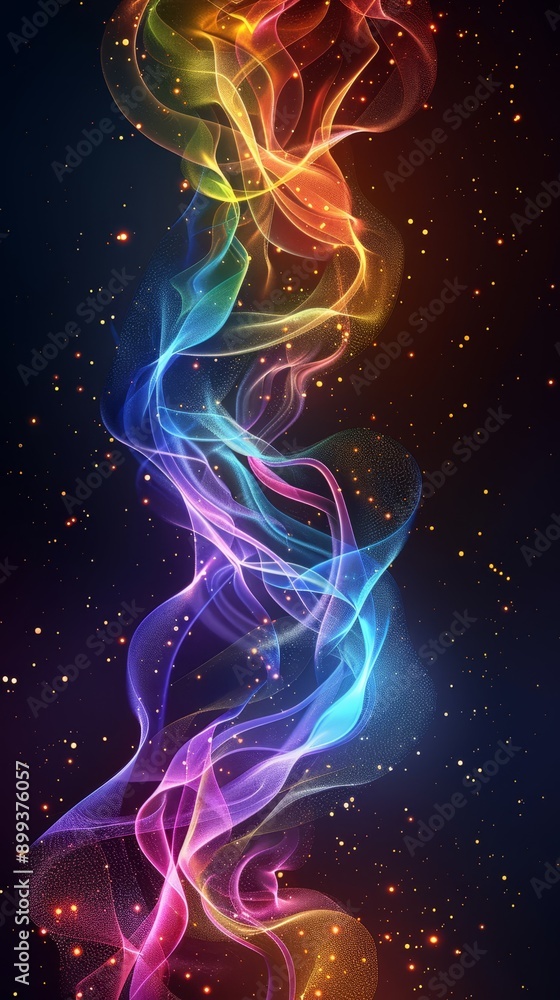 A vibrant trail of smoke against a backdrop of darkness, speckled with twinkling stars above, and a blue sky visible beyond A vibrant trail of smoke against a backdrop of darkness, speckled with twinkling stars above, and a blue sky visible beyond