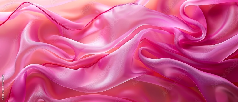 Fototapeta premium A close-up of a pink and white background with a wavy design on the left side The right side features a plain pink and white background