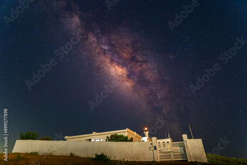 Milky way and the lighthouse in Qimei photo