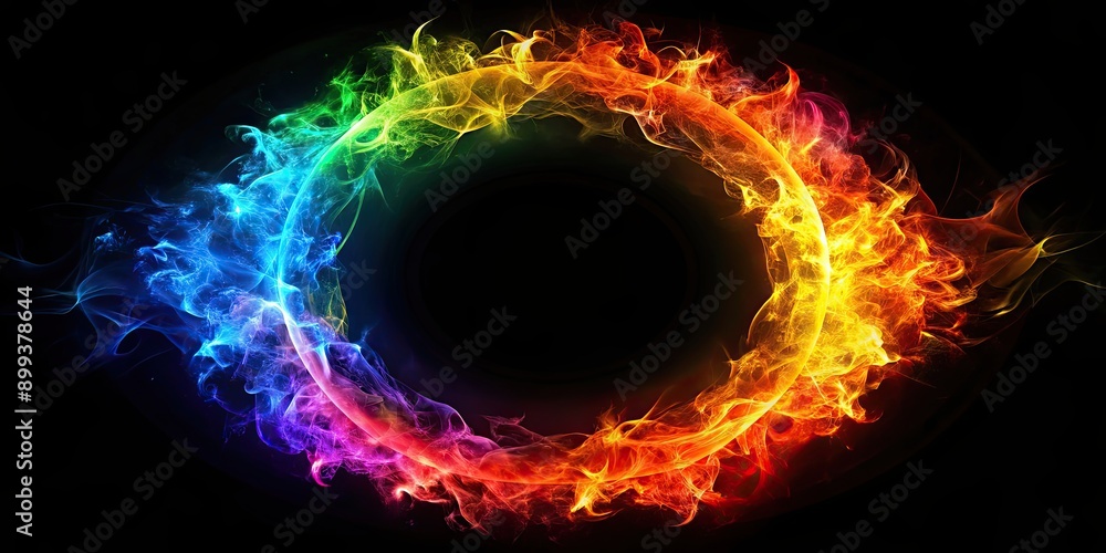 Fiery circle illuminated with a vibrant spectrum of colors, fiery, circle, vibrant, spectrum, colors, blazing, intense, bright Fiery circle illuminated with a vibrant spectrum of colors, fiery, circle, vibrant, spectrum, colors, blazing, intense, bright