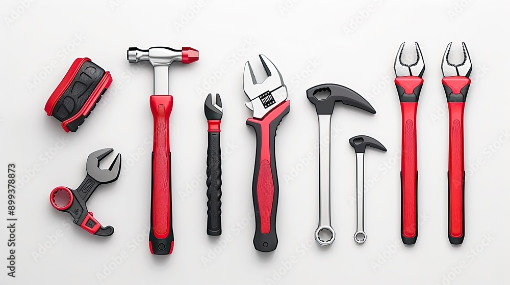 Various Hand Tools Displayed on a White Background for Home Improvement Various Hand Tools Displayed on a White Background for Home Improvement