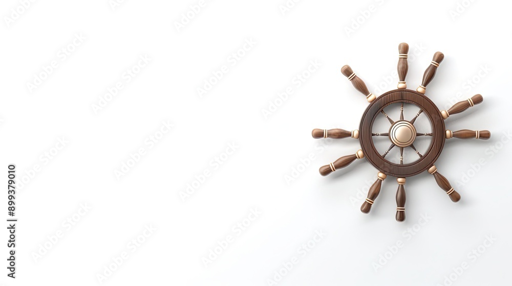 Decorative Nautical Ship Steering Wheel Crafted From Wood Hanging on Wall Decorative Nautical Ship Steering Wheel Crafted From Wood Hanging on Wall