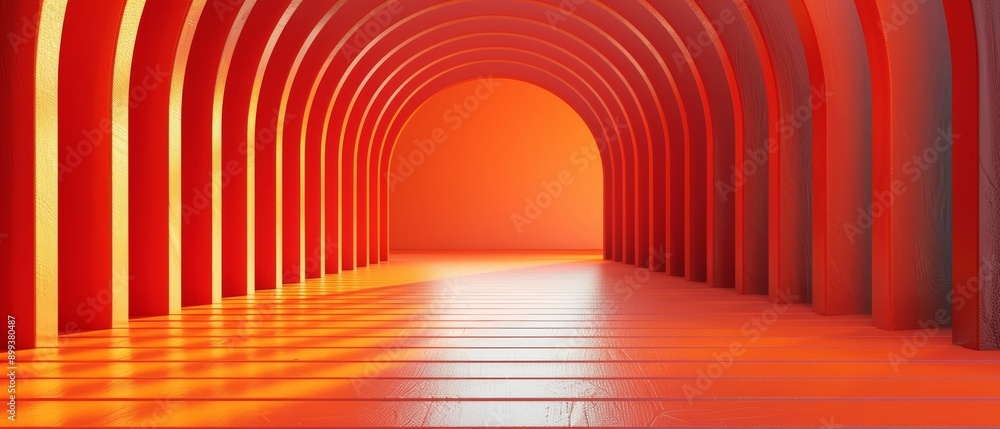 A tunnel appearing as if it passes through a tunnel of red and orange stripes, ending in a brilliant light A tunnel appearing as if it passes through a tunnel of red and orange stripes, ending in a brilliant light