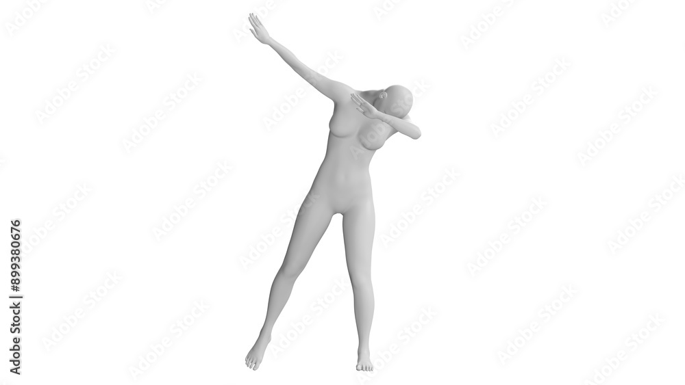 Female Mannequin in Dabbing Pose Isolated on Transparent Background. Front View. Female Mannequin in Dabbing Pose Isolated on Transparent Background. Front View.