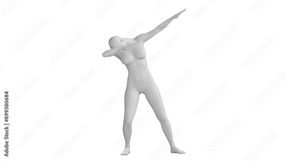 Female Mannequin in Dabbing Pose Isolated on Transparent Background. Front View. Female Mannequin in Dabbing Pose Isolated on Transparent Background. Front View.