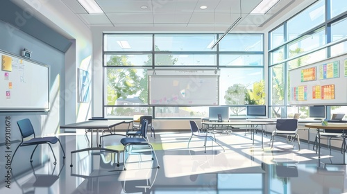 Modern Classroom Interior Design: Bright and Spacious Workspace