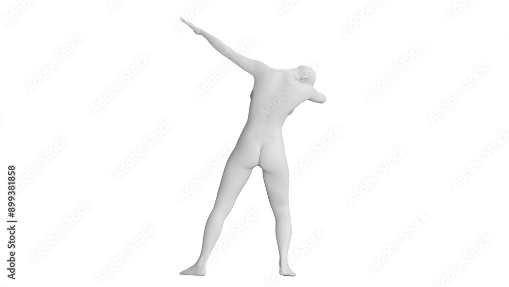 Female Mannequin in Dabbing Pose Isolated on Transparent Background. Back View. Female Mannequin in Dabbing Pose Isolated on Transparent Background. Back View.
