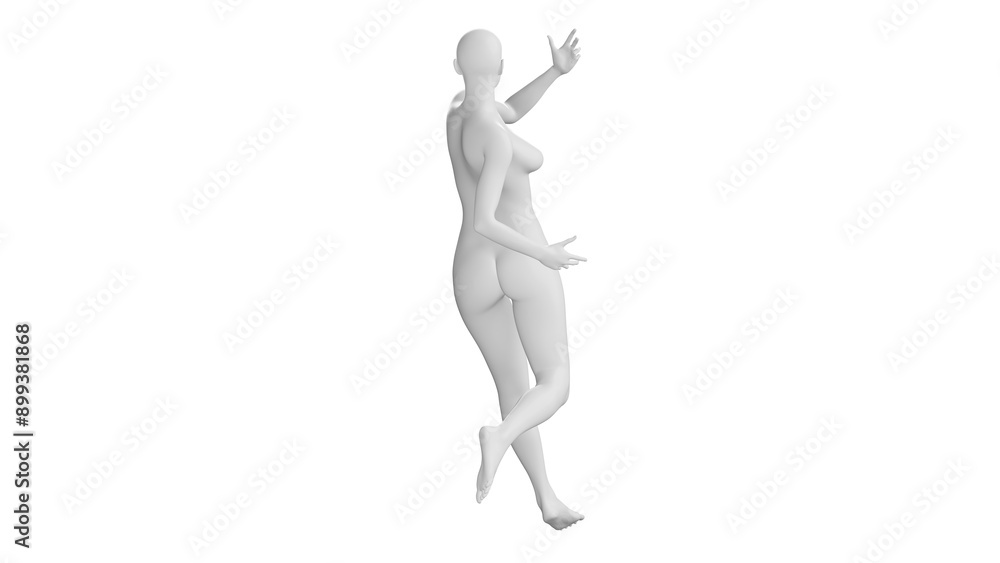 Female Mannequin in Dynamic Dancing Pose Isolated on Transparent Background. Back View. Female Mannequin in Dynamic Dancing Pose Isolated on Transparent Background. Back View.