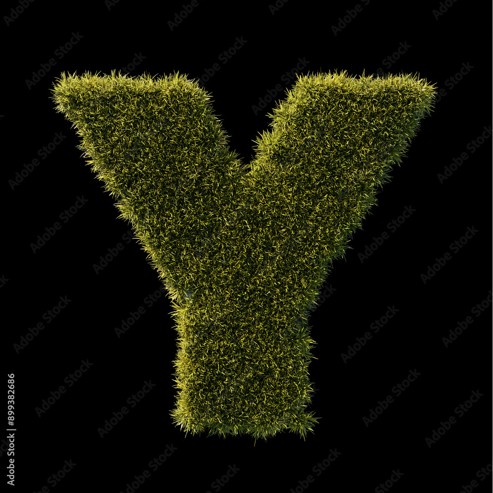 Grass Letter Y 3D Render isolated on black background Grass Letter Y 3D Render isolated on black background