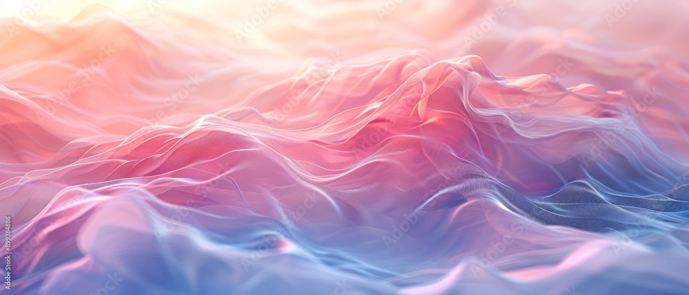 A blurred image of a pink and blue wave featuring a yellow light within A blurred image of a pink and blue wave featuring a yellow light within
