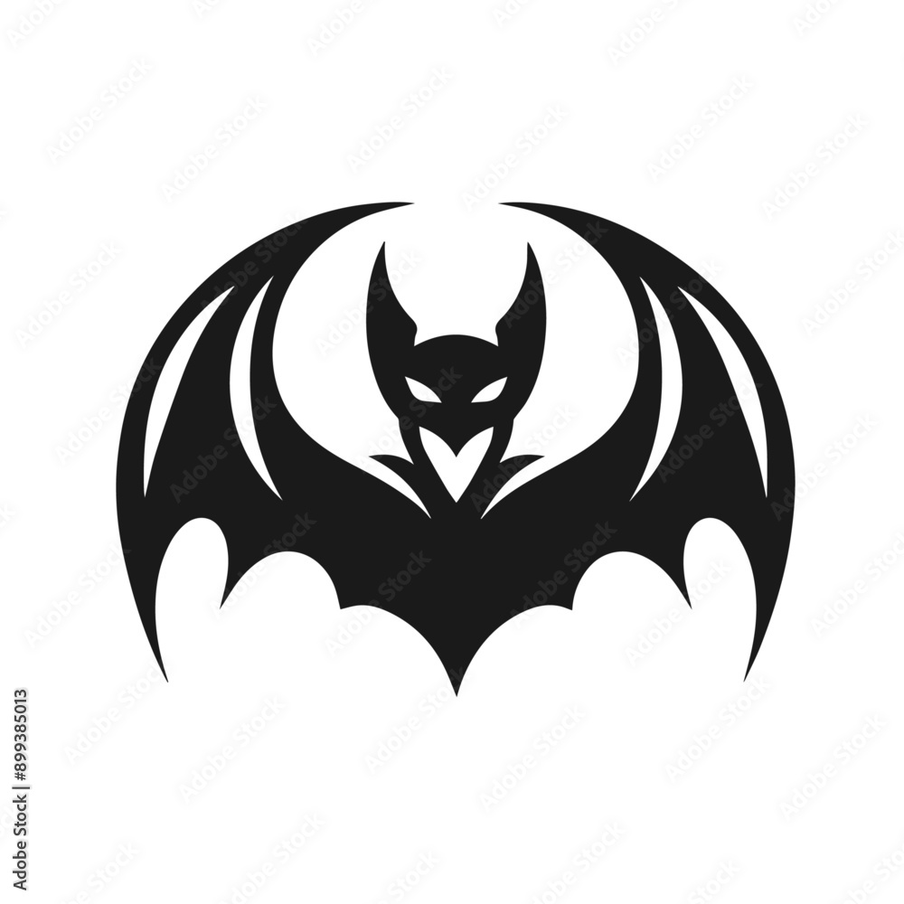 Clean black and white vector silhouette of a Bat isolated on white ...