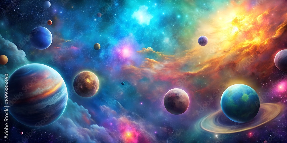 imaginary planets in space colorful nebula AI-Created Content imaginary planets in space colorful nebula AI-Created Content