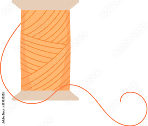 Thread spool logo, vector sewing craft accessories illustration, cartoon embroidery supplies object, hand drawn fashion tool element, flat tailor decoration design,