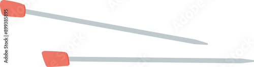 Knit needle icon, cartoon knitting craft decoration object, doodle crochet supplies element, flat dressmaking accessories design, hand drawn tailor tool illustration,