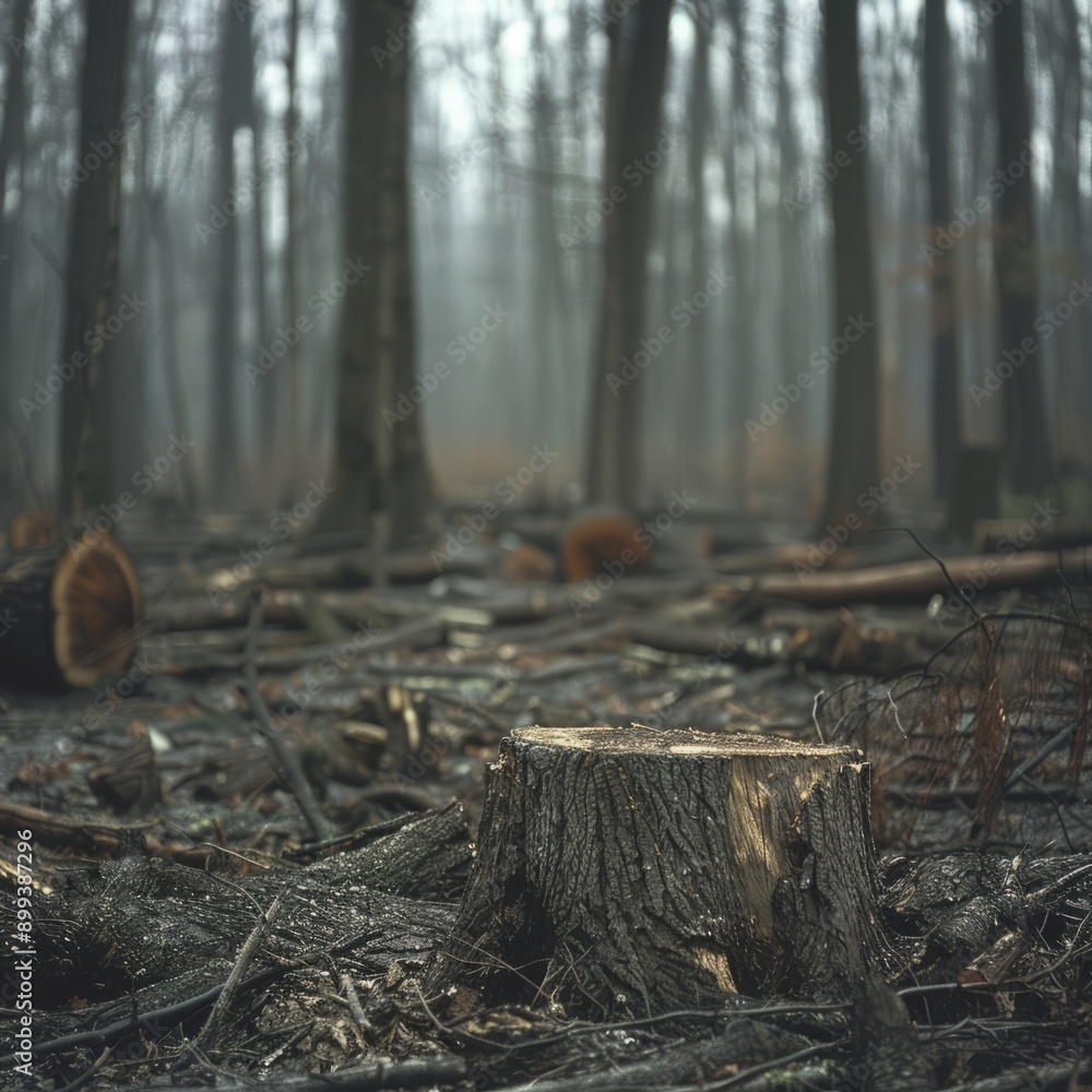 Fototapeta premium Deforestation – removal and destruction of flora, climate change, soil and water pollution. 