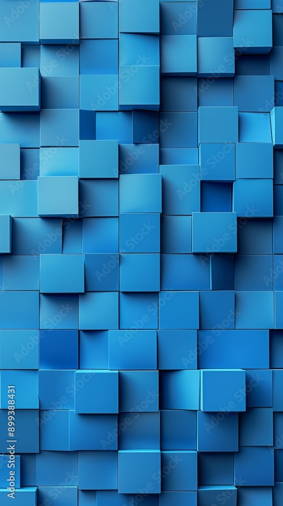 A blue cube structure resembling a wall or building, topped with a clock A blue cube structure resembling a wall or building, topped with a clock